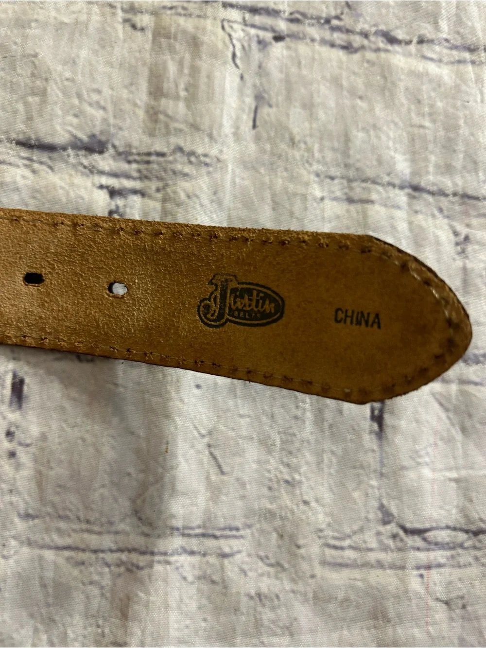 JUSTIN CHUNKY EMBOSSED CHANGEABLE BUCKLE SILVER EMBELLISHED BUCKLE CALFHAIR BELT